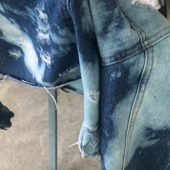 Hand bleach dyed and distressed denim mini jacket PO - Picture 9 of 12